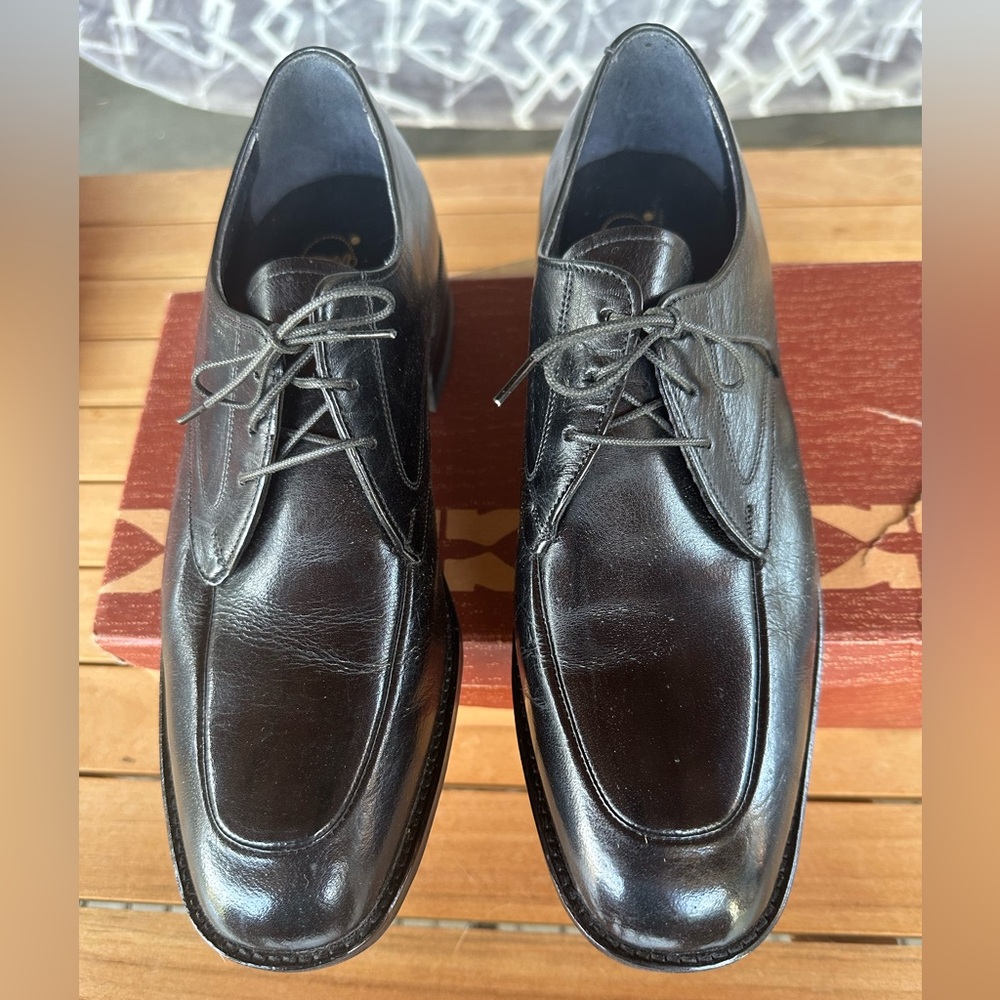 VINTAGE FREEMAN FREE-FLEX MENS 7.5 D LEATHER OXFORD BLACK SHOES - NOS w/Box